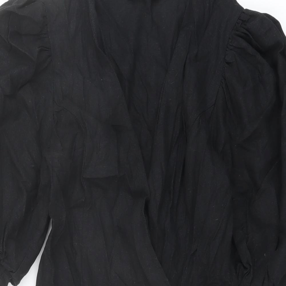 ASOS Womens Black Polyester Jacket Dress Size 6 V-Neck Button