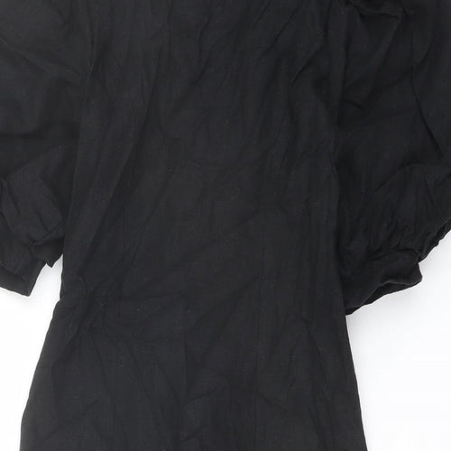 ASOS Womens Black Polyester Jacket Dress Size 6 V-Neck Button