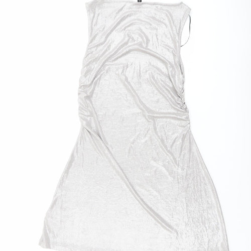 H&M Womens Grey Polyester A-Line Size M Boat Neck Pullover