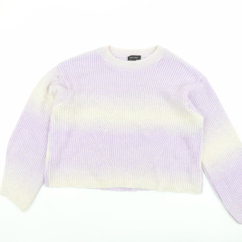New Look Womens Purple Round Neck Acrylic Pullover Jumper Size M - Ombré