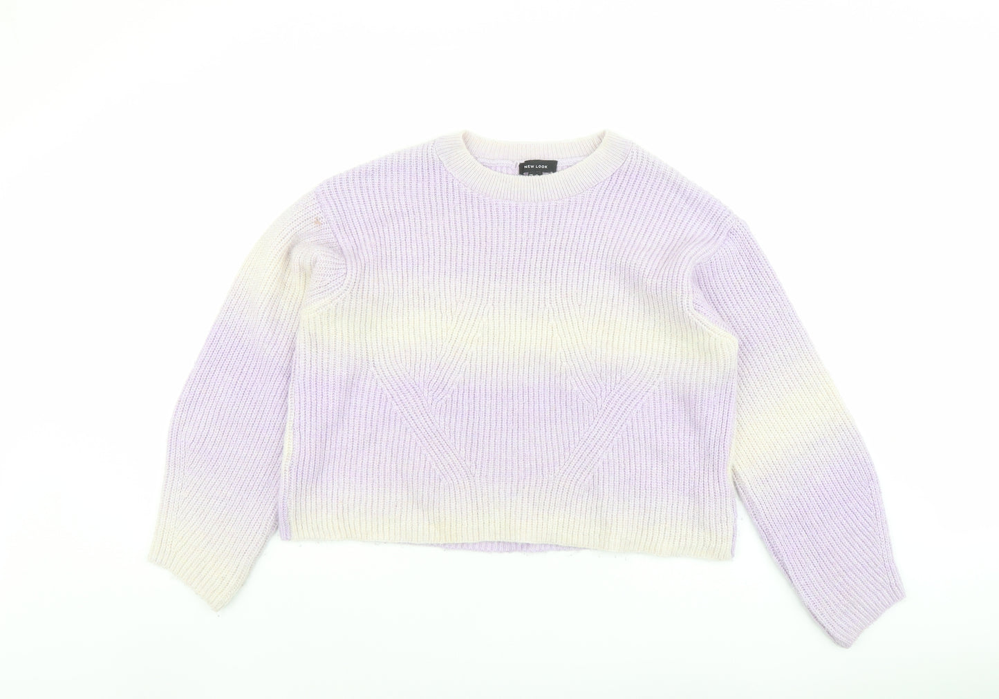 New Look Womens Purple Round Neck Acrylic Pullover Jumper Size M - Ombré
