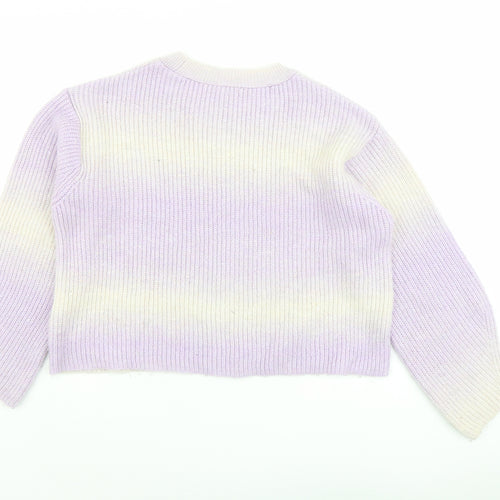New Look Womens Purple Round Neck Acrylic Pullover Jumper Size M - Ombré