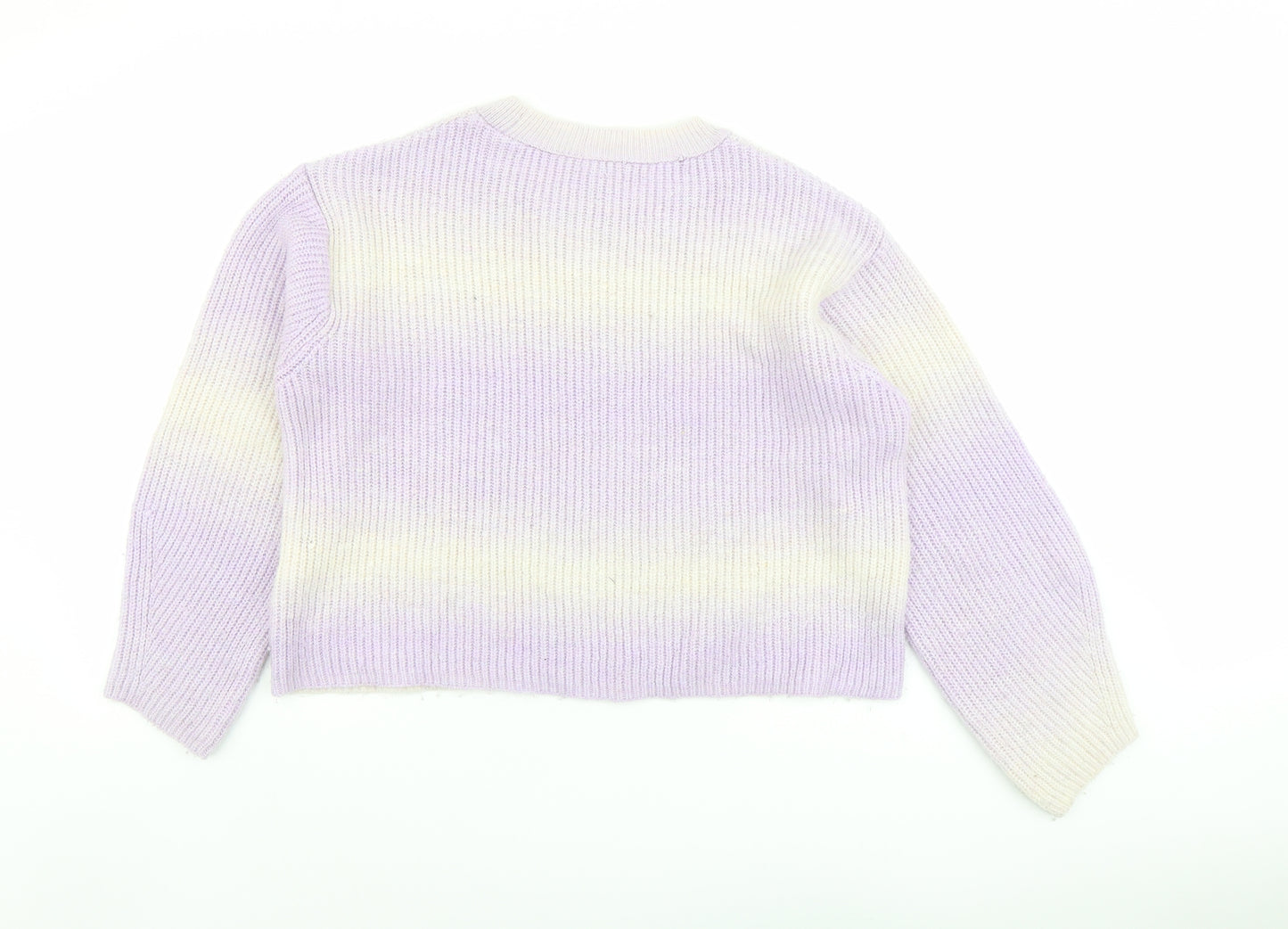 New Look Womens Purple Round Neck Acrylic Pullover Jumper Size M - Ombré