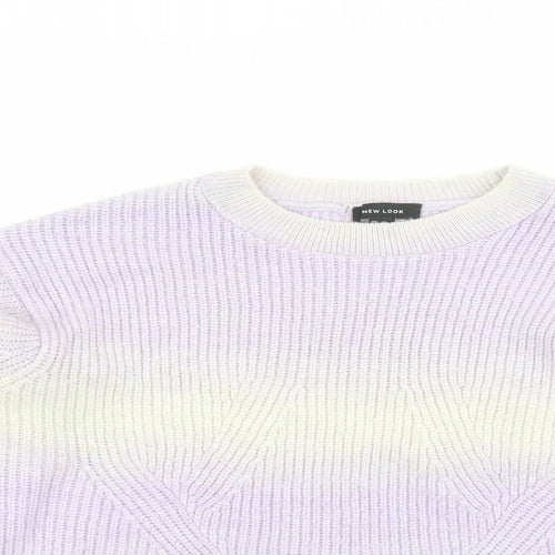 New Look Womens Purple Round Neck Acrylic Pullover Jumper Size M - Ombré