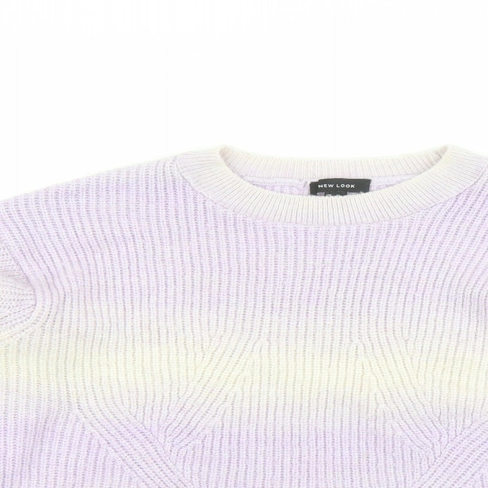 New Look Womens Purple Round Neck Acrylic Pullover Jumper Size M - Ombré