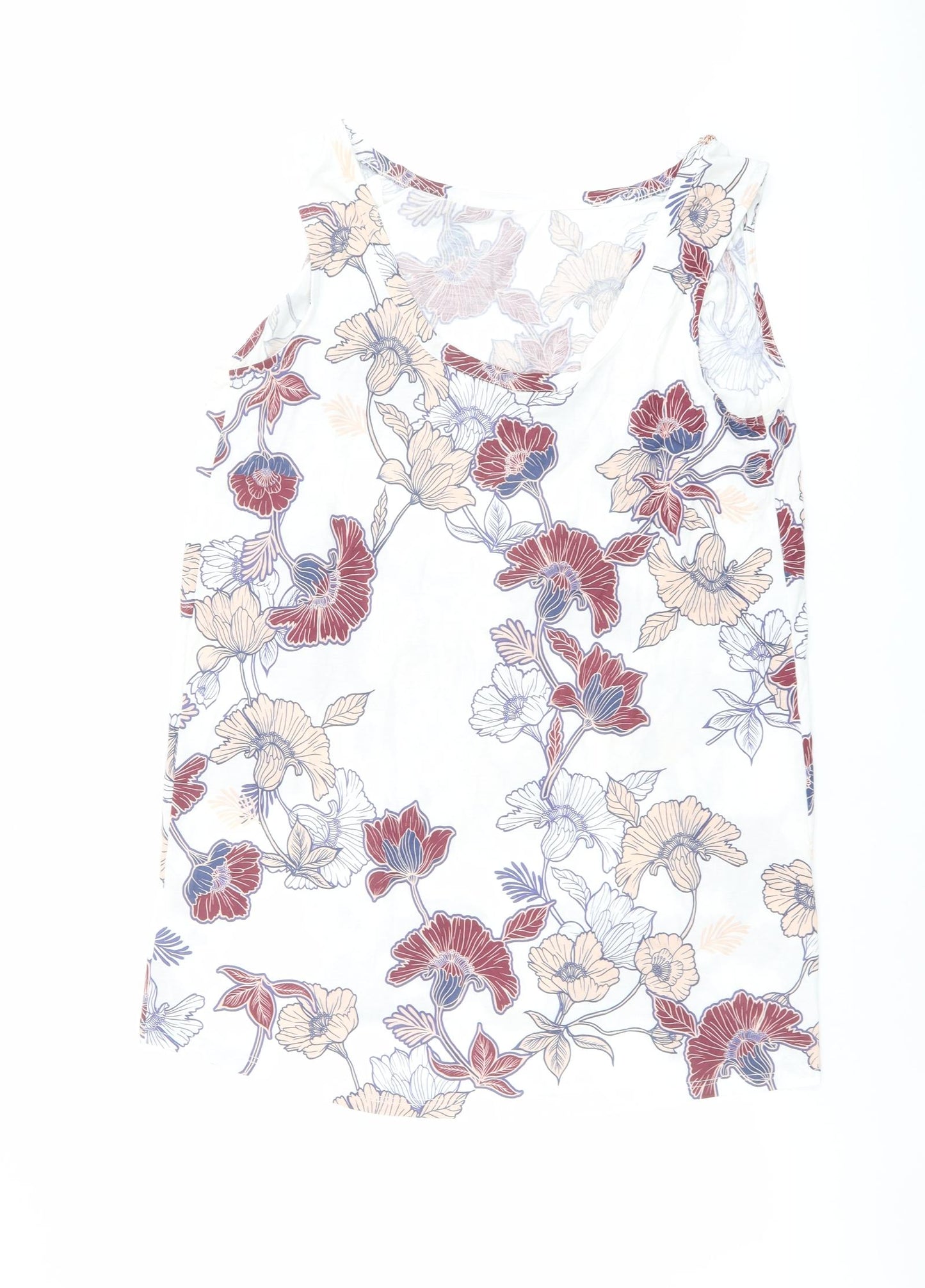 NEXT Womens Multicoloured Floral Viscose Basic Tank Size 14 Boat Neck