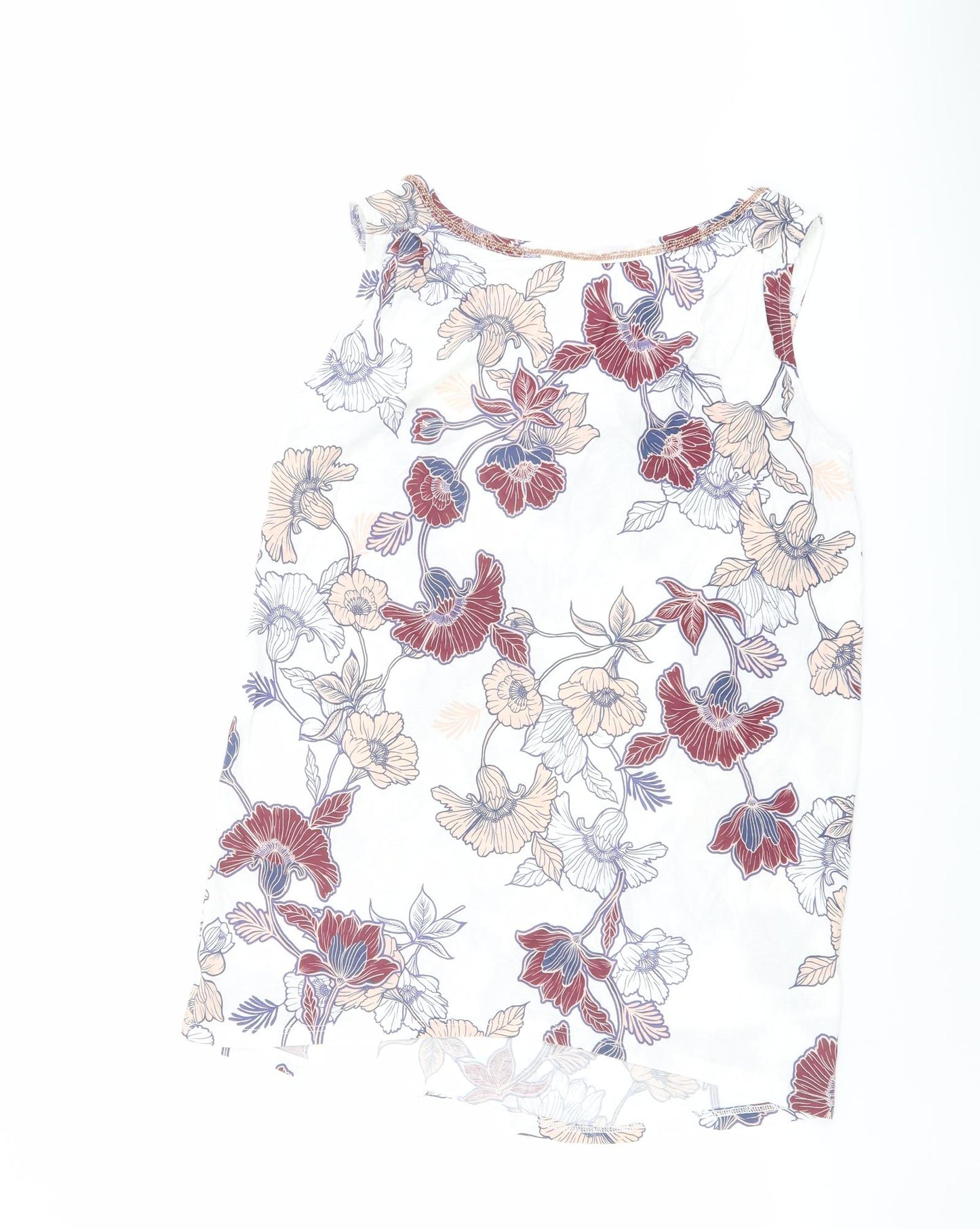 NEXT Womens Multicoloured Floral Viscose Basic Tank Size 14 Boat Neck