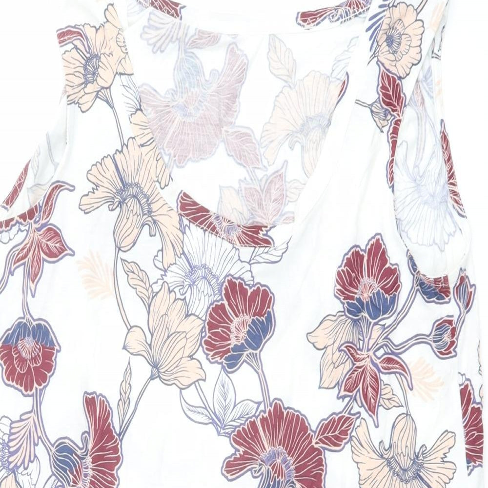 NEXT Womens Multicoloured Floral Viscose Basic Tank Size 14 Boat Neck