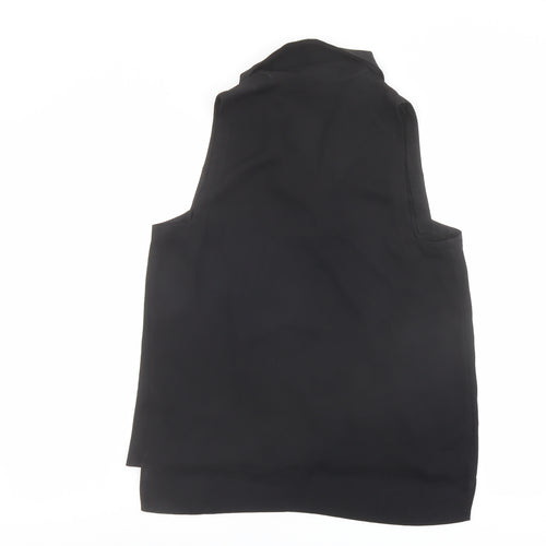 Topshop Womens Black Polyester Basic Blouse Size 10 V-Neck - Wrap Front Detail