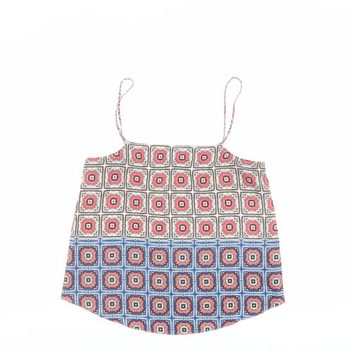 Topshop Womens Multicoloured Geometric Polyester Camisole Tank Size 10 Square Neck