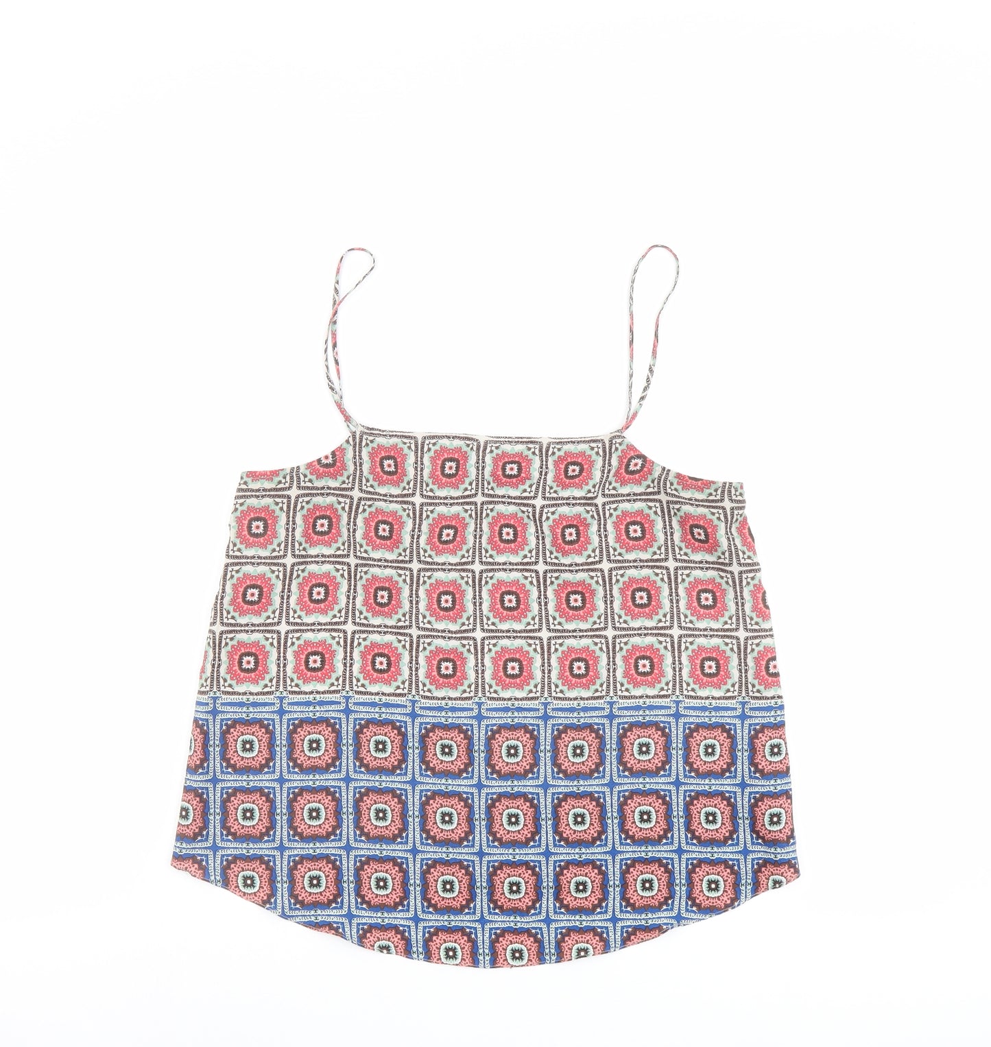 Topshop Womens Multicoloured Geometric Polyester Camisole Tank Size 10 Square Neck