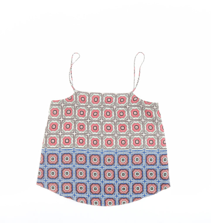 Topshop Womens Multicoloured Geometric Polyester Camisole Tank Size 10 Square Neck