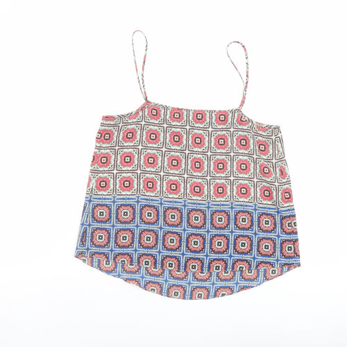 Topshop Womens Multicoloured Geometric Polyester Camisole Tank Size 10 Square Neck