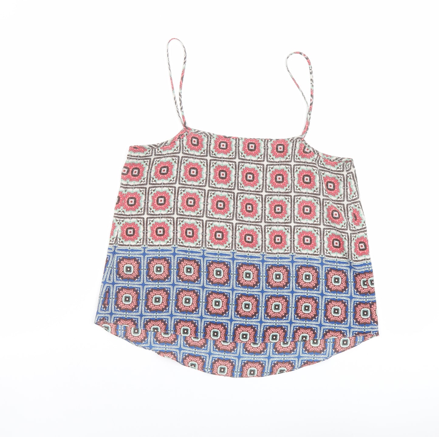 Topshop Womens Multicoloured Geometric Polyester Camisole Tank Size 10 Square Neck