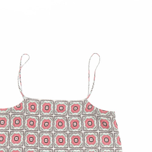 Topshop Womens Multicoloured Geometric Polyester Camisole Tank Size 10 Square Neck