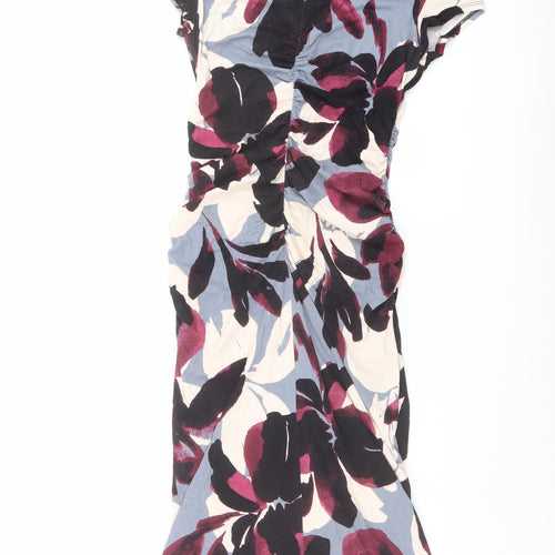 Phase Eight Womens Multicoloured Floral Viscose Sheath Size 10 V-Neck Pullover