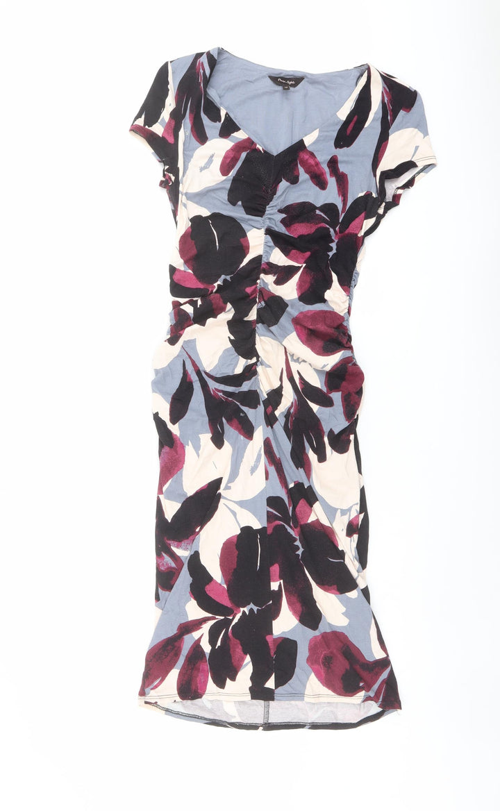 Phase Eight Womens Multicoloured Floral Viscose Sheath Size 10 V-Neck Pullover