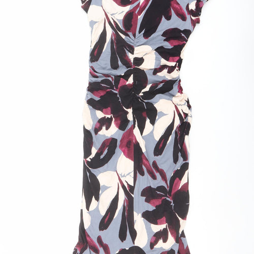 Phase Eight Womens Multicoloured Floral Viscose Sheath Size 10 V-Neck Pullover