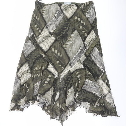 Wallis Womens Green Geometric Viscose Swing Skirt Size 20