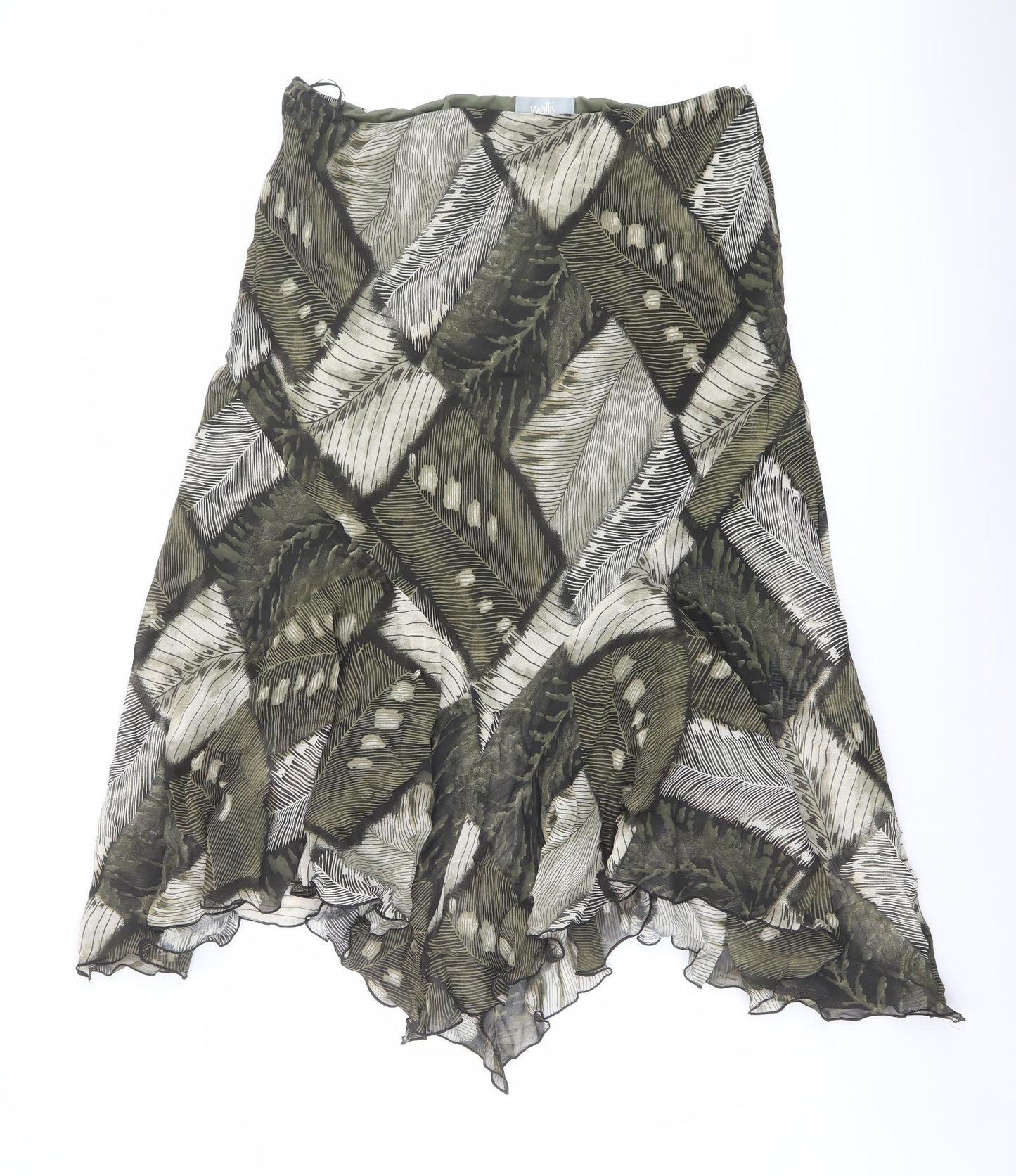 Wallis Womens Green Geometric Viscose Swing Skirt Size 20