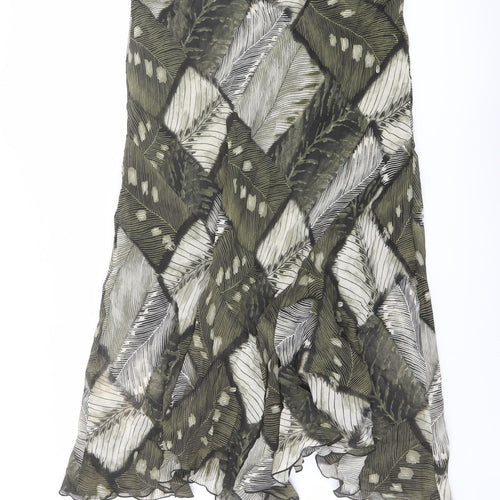 Wallis Womens Green Geometric Viscose Swing Skirt Size 20