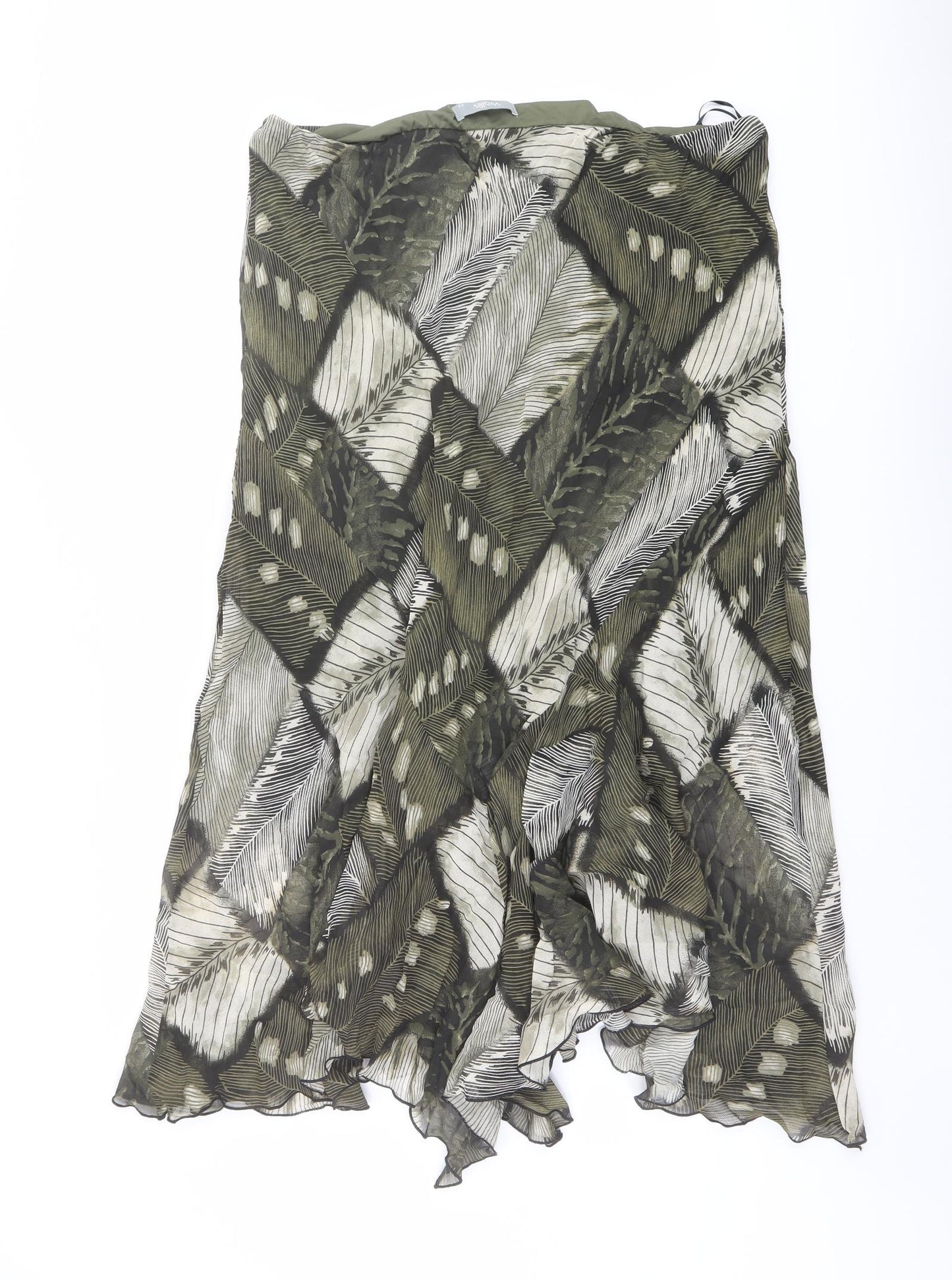 Wallis Womens Green Geometric Viscose Swing Skirt Size 20