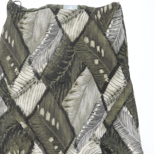 Wallis Womens Green Geometric Viscose Swing Skirt Size 20
