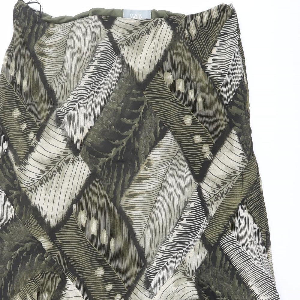 Wallis Womens Green Geometric Viscose Swing Skirt Size 20