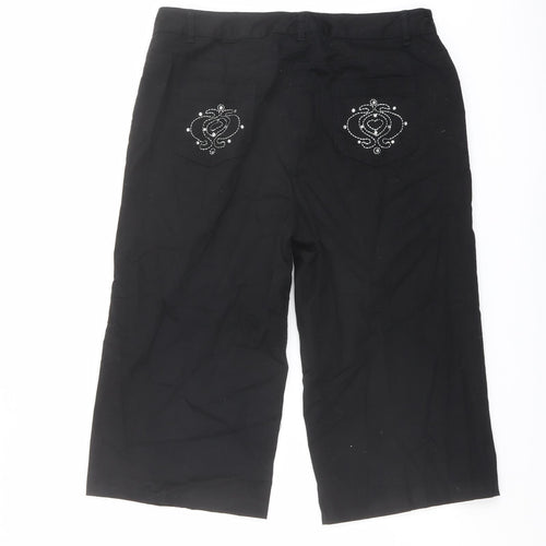 Bonmarché Womens Black Cotton Skimmer Shorts Size 12 L18 in Regular Button