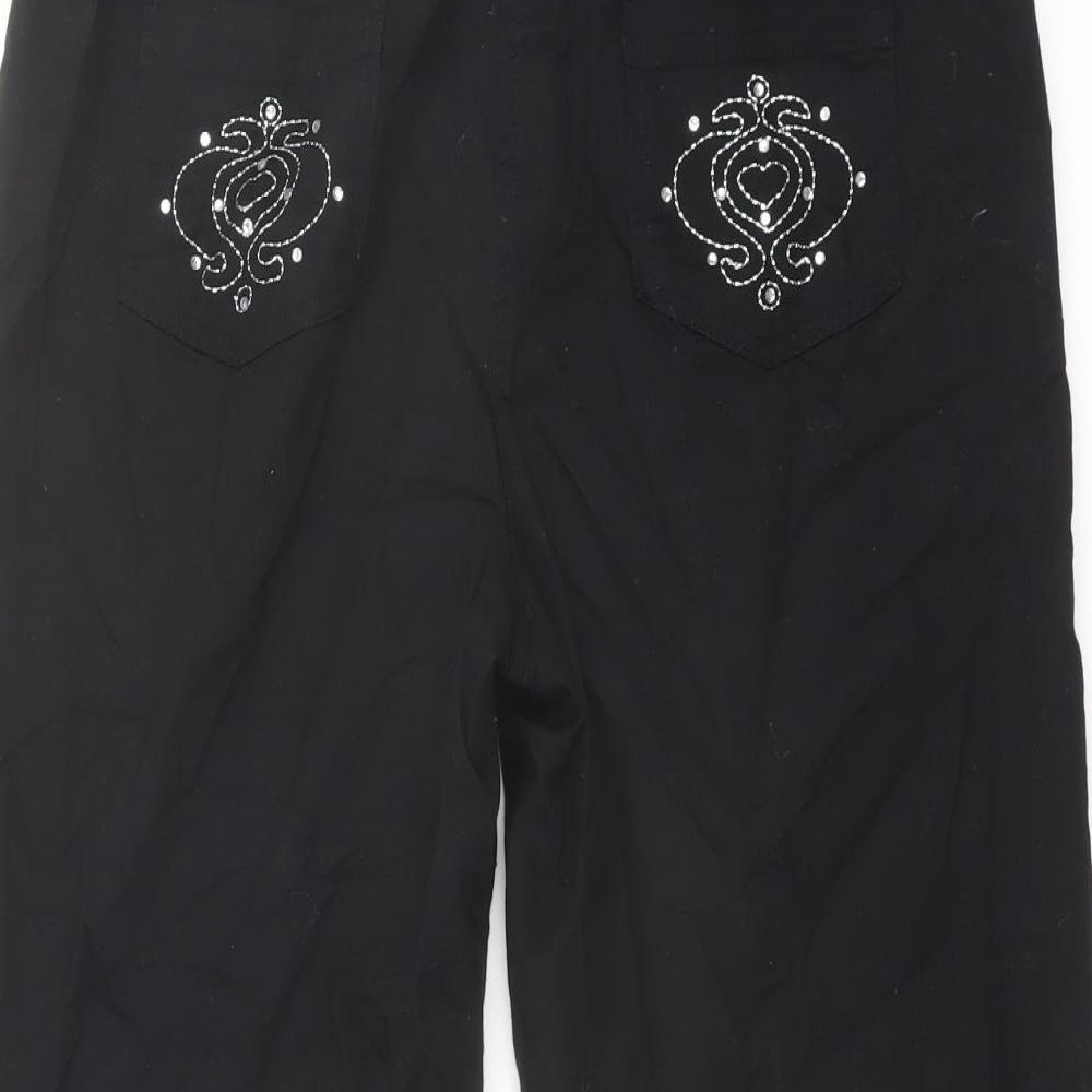 Bonmarché Womens Black Cotton Skimmer Shorts Size 12 L18 in Regular Button