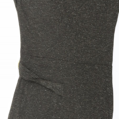 NEXT Womens Green Polyester Pencil Dress Size 12 Round Neck Pullover - Wrap Front Detail