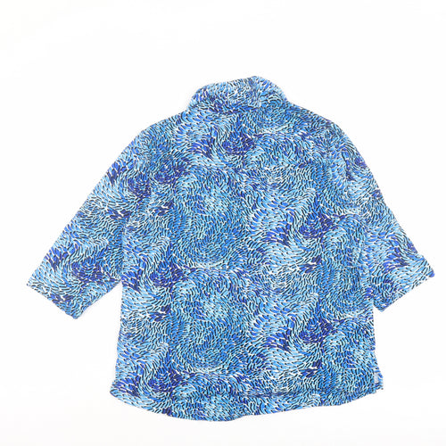 Bella di Note Womens Blue Geometric Viscose Basic Button-Up Size 14 Collared