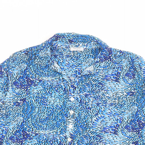 Bella di Note Womens Blue Geometric Viscose Basic Button-Up Size 14 Collared