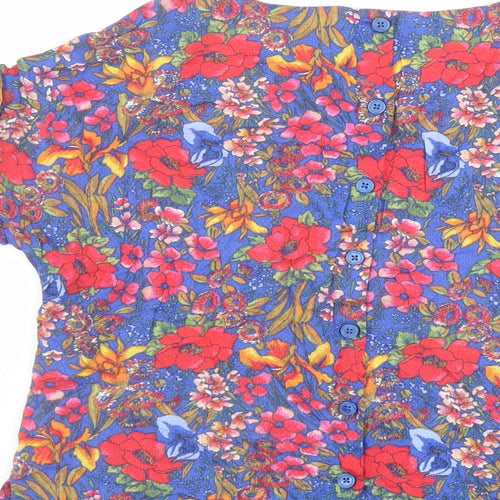 Marks and Spencer Womens Multicoloured Floral Viscose Basic T-Shirt Size 10 Round Neck