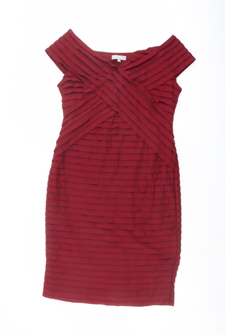 Per Una Womens Pink Polyester Pencil Dress Size 14 V-Neck Pullover - Textured