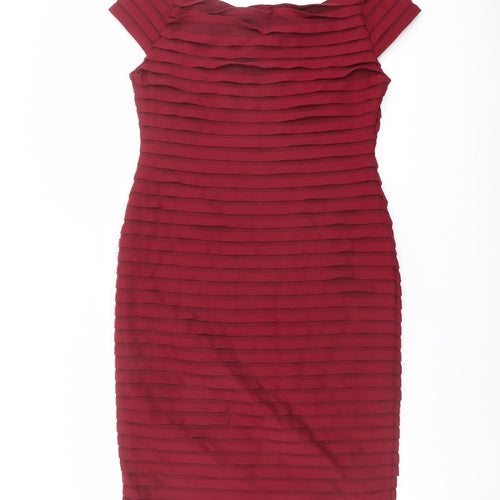Per Una Womens Pink Polyester Pencil Dress Size 14 V-Neck Pullover - Textured