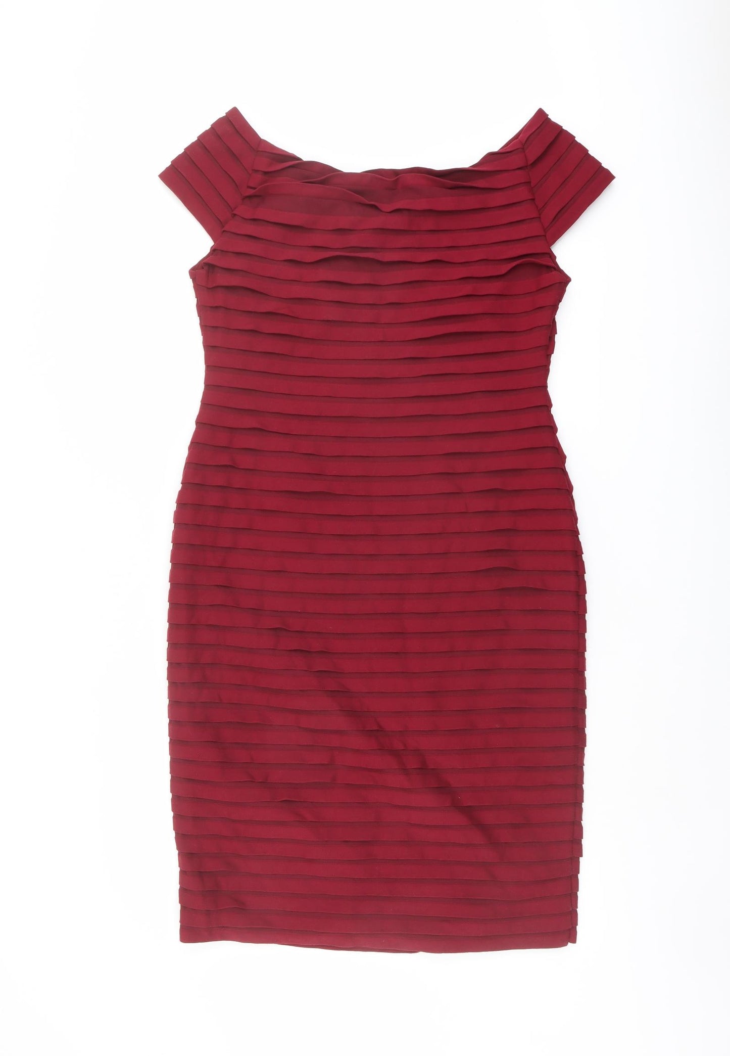 Per Una Womens Pink Polyester Pencil Dress Size 14 V-Neck Pullover - Textured