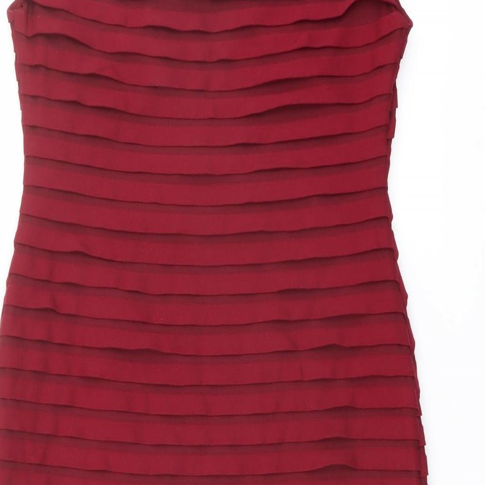 Per Una Womens Pink Polyester Pencil Dress Size 14 V-Neck Pullover - Textured