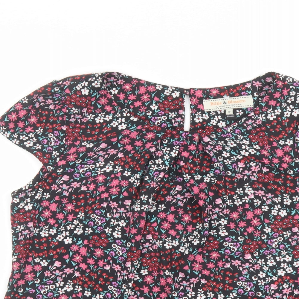 Billie & Blossom Womens Multicoloured Floral Polyester Basic T-Shirt Size 12 Round Neck