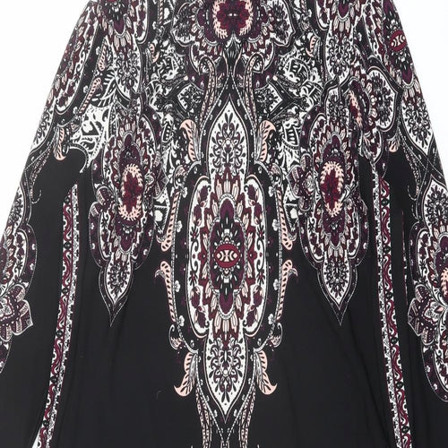 Wasllis Womens Black Paisley Polyester Shift Size M Boat Neck Pullover