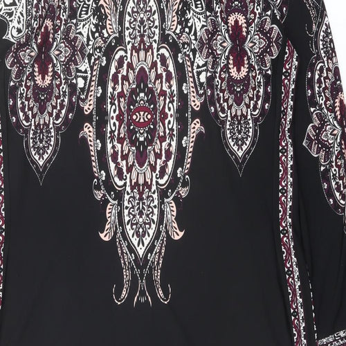 Wasllis Womens Black Paisley Polyester Shift Size M Boat Neck Pullover