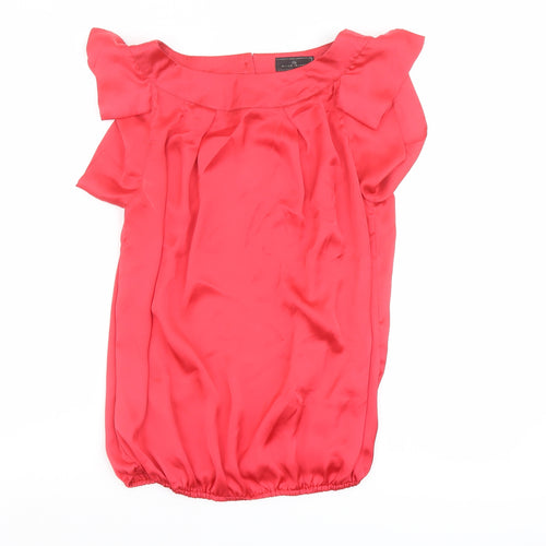 River Island Womens Red Polyester Basic Blouse Size 10 Boat Neck