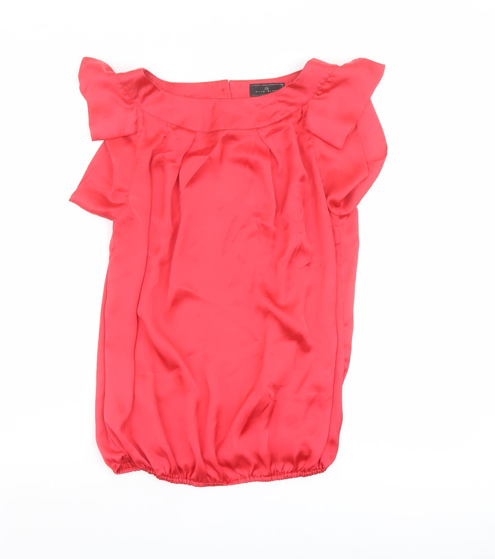 River Island Womens Red Polyester Basic Blouse Size 10 Boat Neck
