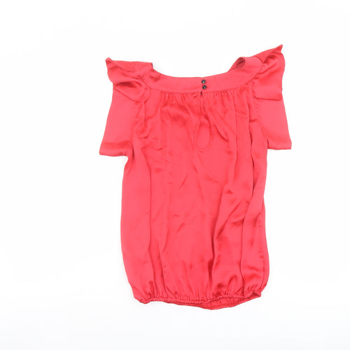 River Island Womens Red Polyester Basic Blouse Size 10 Boat Neck