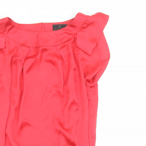 River Island Womens Red Polyester Basic Blouse Size 10 Boat Neck