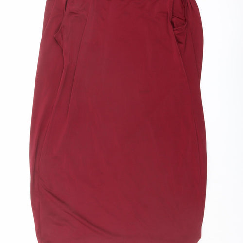H&M Womens Red Polyester Mini Size S Cowl Neck Pullover