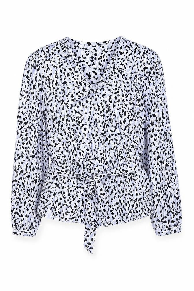 Marks and Spencer Womens Purple Animal Print Viscose Basic Blouse Size 16 V-Neck - Leopard Print