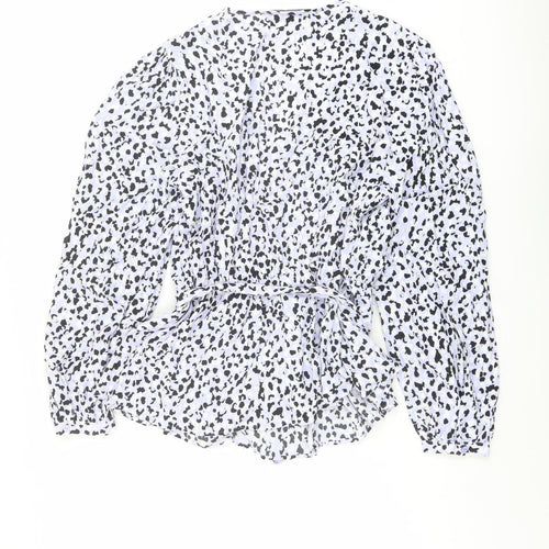 Marks and Spencer Womens Purple Animal Print Viscose Basic Blouse Size 16 V-Neck - Leopard Print