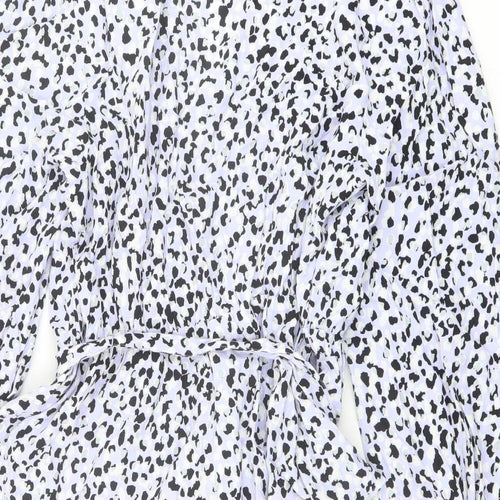Marks and Spencer Womens Purple Animal Print Viscose Basic Blouse Size 16 V-Neck - Leopard Print