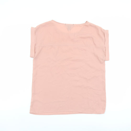 FOREVER 21 Womens Pink Polyester Basic T-Shirt Size S Round Neck